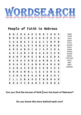 Heroes of faith wordsearch